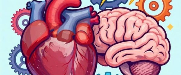 picture of a heart and a brain with gears showing how they work together